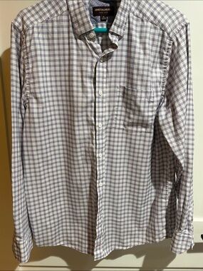 Johnston & Murphy Lavender and White Check Button-Down Shirt